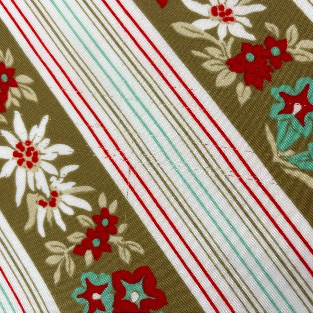 Vintage Scarf Floral Stripes‎ Olive Green White Red Teal Square Retro 70s 80s